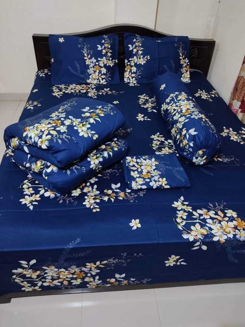 Twill cotton comforter set, pure cotton bedding, luxury comforter Bangladesh, 5 piece comforter set, king size bedsheet set, premium bedding, rash-free cotton comforter, long-lasting bed set, luxurio