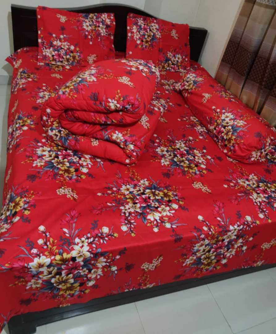 Twill cotton comforter set, pure cotton bedding, luxury comforter Bangladesh, 5 piece comforter set, king size bedsheet set, premium bedding, rash-free cotton comforter, long-lasting bed set, luxurio