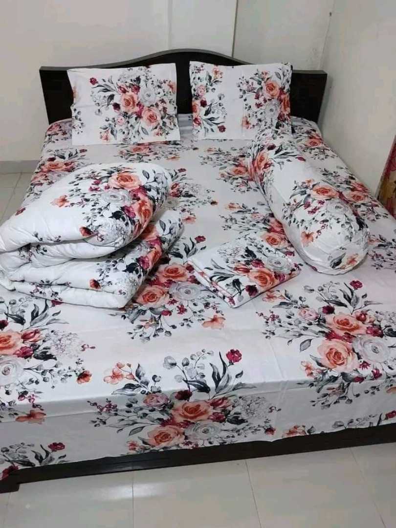 Twill cotton comforter set, pure cotton bedding, luxury comforter Bangladesh, 5 piece comforter set, king size bedsheet set, premium bedding, rash-free cotton comforter, long-lasting bed set, luxurio