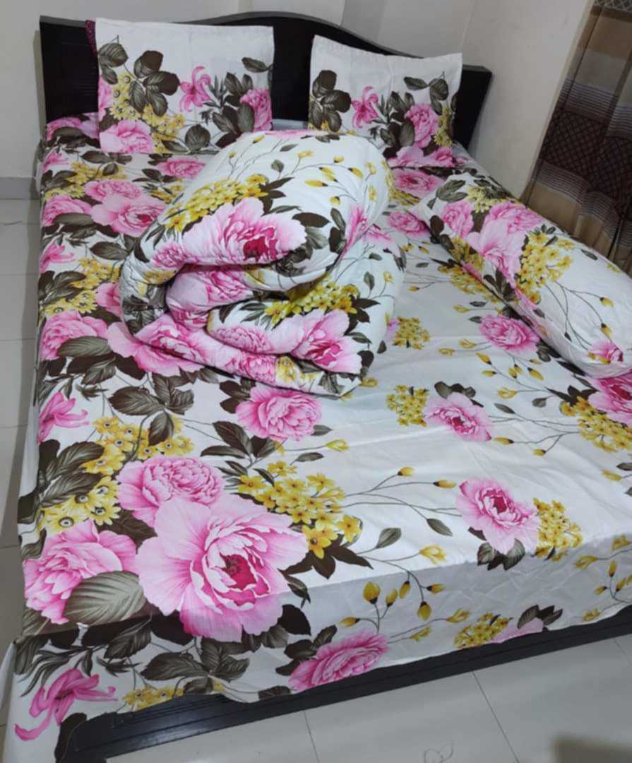 Twill cotton comforter set, pure cotton bedding, luxury comforter Bangladesh, 5 piece comforter set, king size bedsheet set, premium bedding, rash-free cotton comforter, long-lasting bed set, luxurio