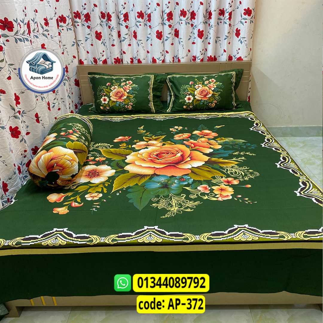 Luxury King Size Bed Sheet, Cotton Bedsheet Set, Premium Bedsheet Bangladesh, King Size Cotton Bedsheet, Bedsheet with Pillow Covers, Digital Print Bedsheet, Luxury Bedding Set, Soft Cotton Bedsheet