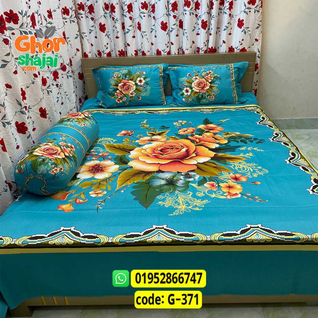 Luxury King Size Bed Sheet, Cotton Bedsheet Set, Premium Bedsheet Bangladesh, King Size Cotton Bedsheet, Bedsheet with Pillow Covers, Digital Print Bedsheet, Luxury Bedding Set, Soft Cotton Bedsheet