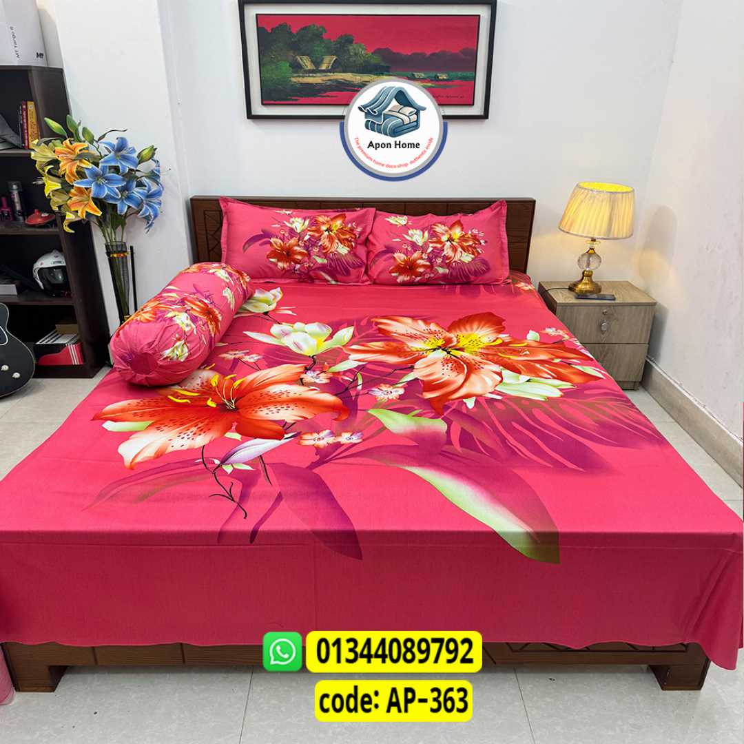 Luxury King Size Bed Sheet, Cotton Bedsheet Set, Premium Bedsheet Bangladesh, King Size Cotton Bedsheet, Bedsheet with Pillow Covers, Digital Print Bedsheet, Luxury Bedding Set, Soft Cotton Bedsheet