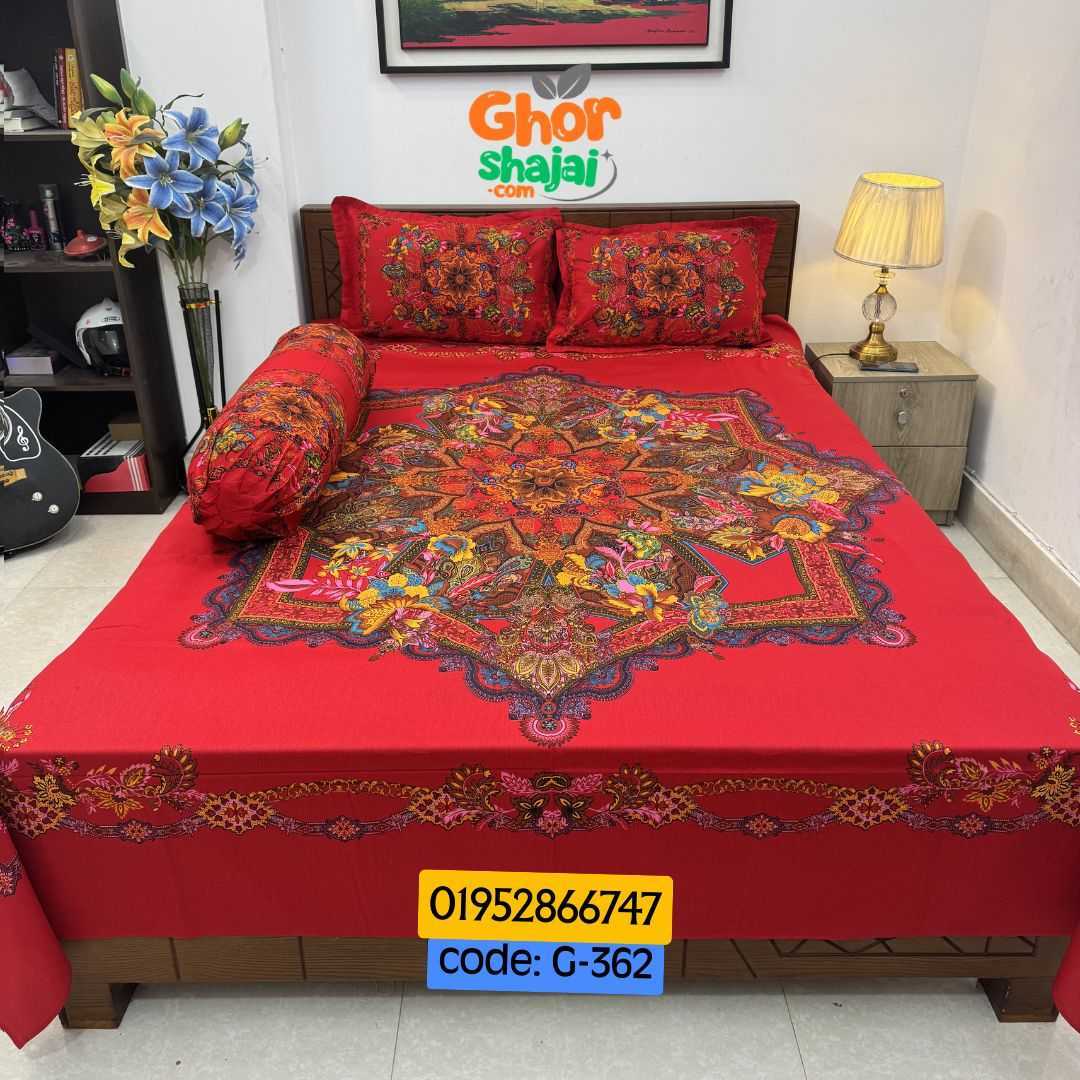 Luxury King Size Bed Sheet, Cotton Bedsheet Set, Premium Bedsheet Bangladesh, King Size Cotton Bedsheet, Bedsheet with Pillow Covers, Digital Print Bedsheet, Luxury Bedding Set, Soft Cotton Bedsheet