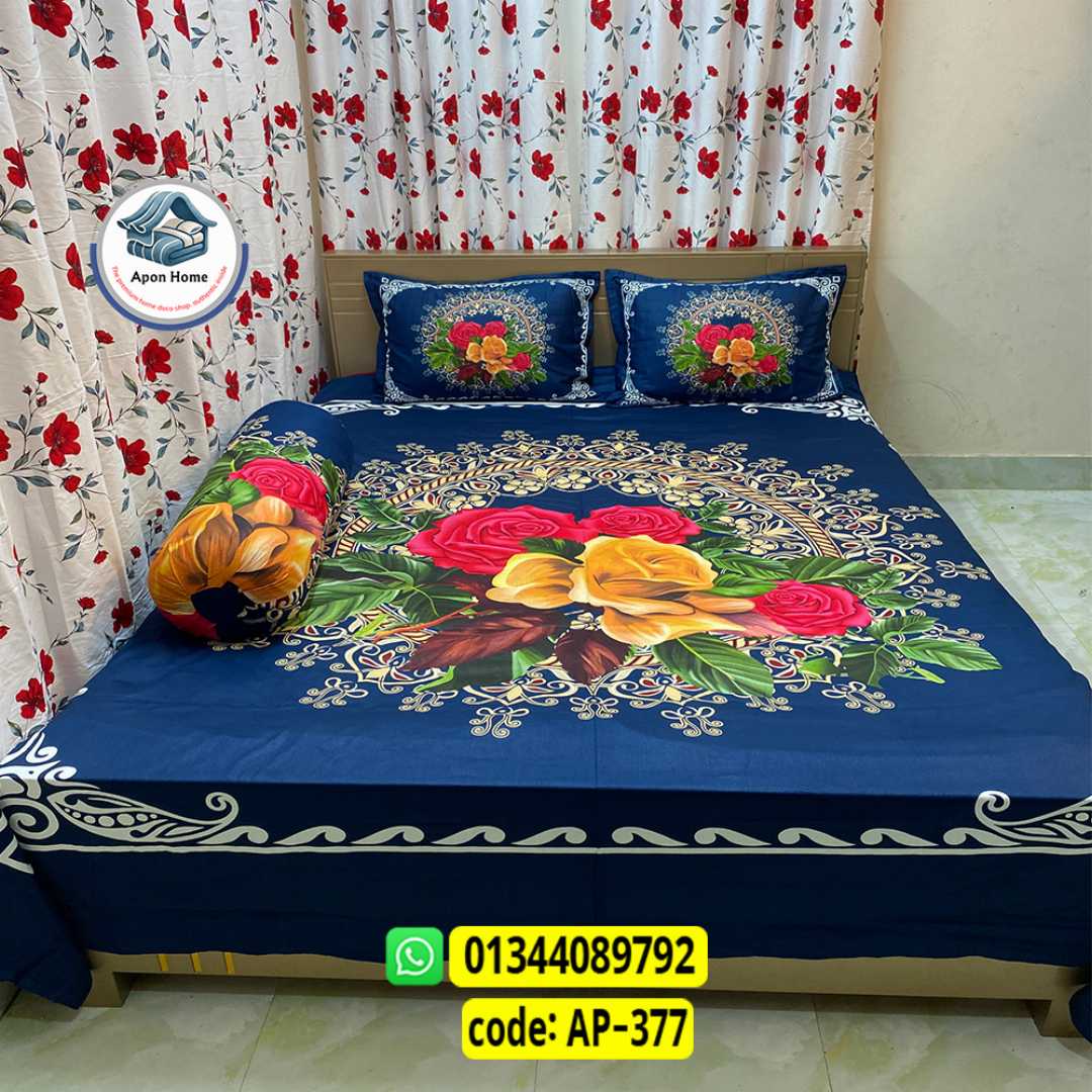 Luxury King Size Bed Sheet, Cotton Bedsheet Set, Premium Bedsheet Bangladesh, King Size Cotton Bedsheet, Bedsheet with Pillow Covers, Digital Print Bedsheet, Luxury Bedding Set, Soft Cotton Bedsheet