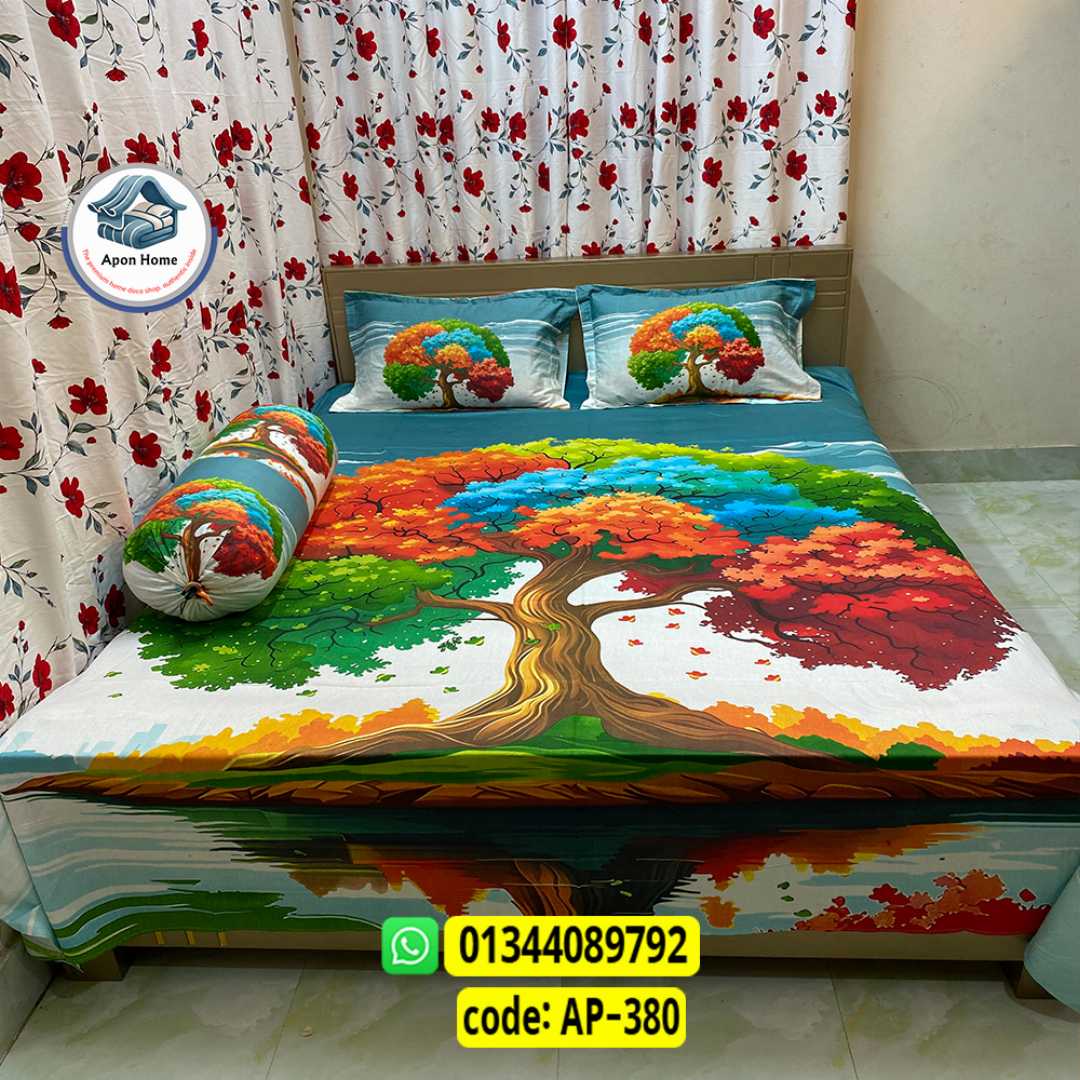 Luxury King Size Bed Sheet, Cotton Bedsheet Set, Premium Bedsheet Bangladesh, King Size Cotton Bedsheet, Bedsheet with Pillow Covers, Digital Print Bedsheet, Luxury Bedding Set, Soft Cotton Bedsheet