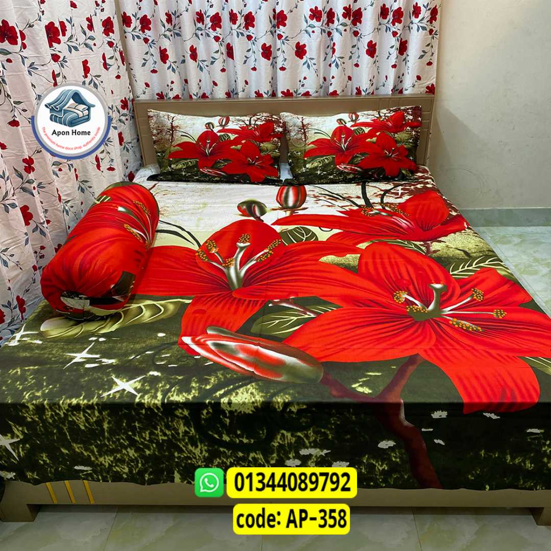 Luxury King Size Bed Sheet, Cotton Bedsheet Set, Premium Bedsheet Bangladesh, King Size Cotton Bedsheet, Bedsheet with Pillow Covers, Digital Print Bedsheet, Luxury Bedding Set, Soft Cotton Bedsheet