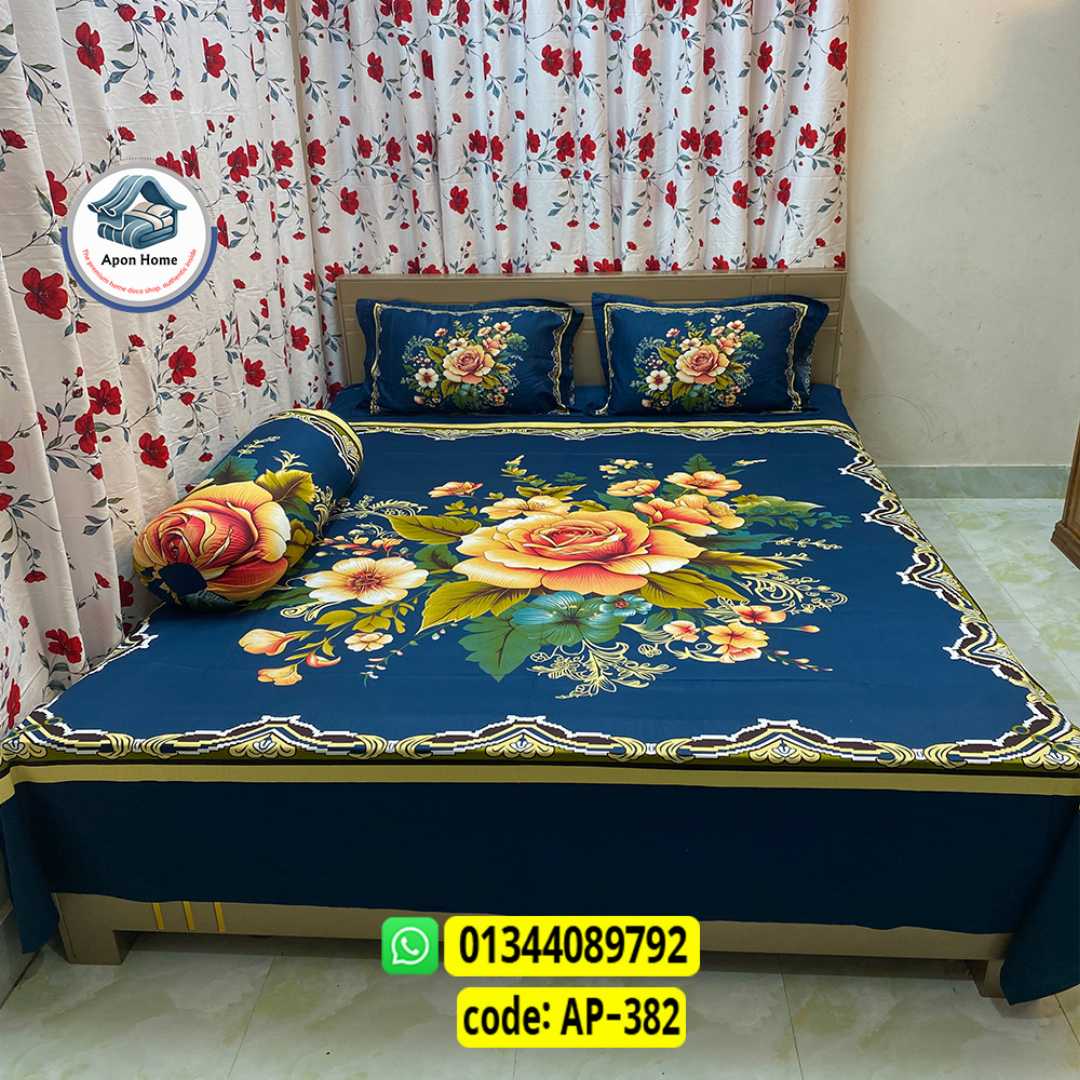 Luxury King Size Bed Sheet, Cotton Bedsheet Set, Premium Bedsheet Bangladesh, King Size Cotton Bedsheet, Bedsheet with Pillow Covers, Digital Print Bedsheet, Luxury Bedding Set, Soft Cotton Bedsheet