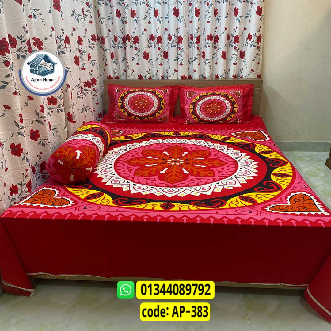 Luxury King Size Bed Sheet, Cotton Bedsheet Set, Premium Bedsheet Bangladesh, King Size Cotton Bedsheet, Bedsheet with Pillow Covers, Digital Print Bedsheet, Luxury Bedding Set, Soft Cotton Bedsheet