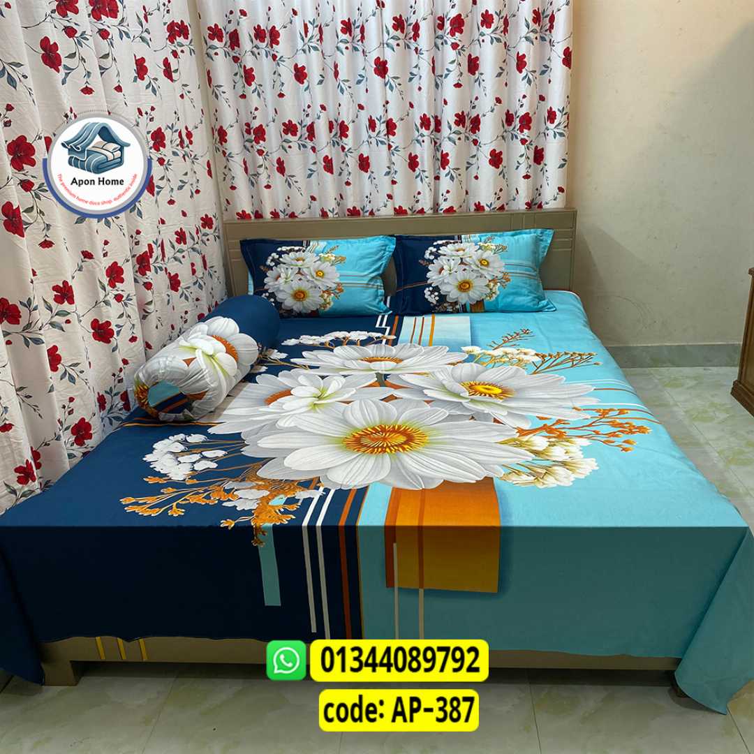 Luxury King Size Bed Sheet, Cotton Bedsheet Set, Premium Bedsheet Bangladesh, King Size Cotton Bedsheet, Bedsheet with Pillow Covers, Digital Print Bedsheet, Luxury Bedding Set, Soft Cotton Bedsheet