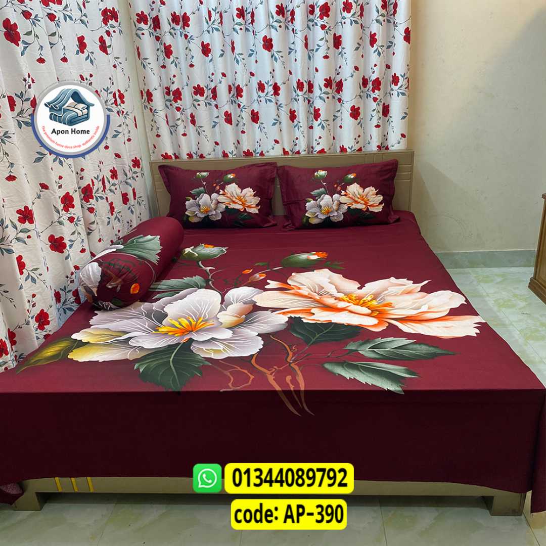 Luxury King Size Bed Sheet, Cotton Bedsheet Set, Premium Bedsheet Bangladesh, King Size Cotton Bedsheet, Bedsheet with Pillow Covers, Digital Print Bedsheet, Luxury Bedding Set, Soft Cotton Bedsheet